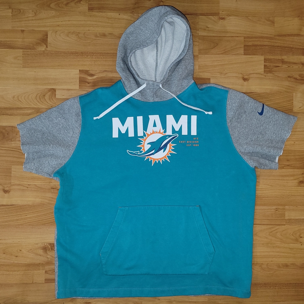 Nike Miami Dolphins XL Teal Short Sleeve Training Hoodie Oversized Pullover